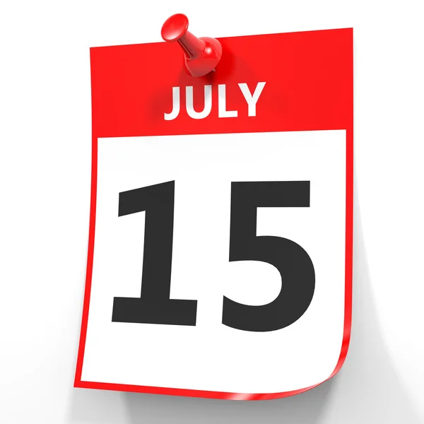 15 de julio. Calendario sobre fondo blanco . — Foto de Stock