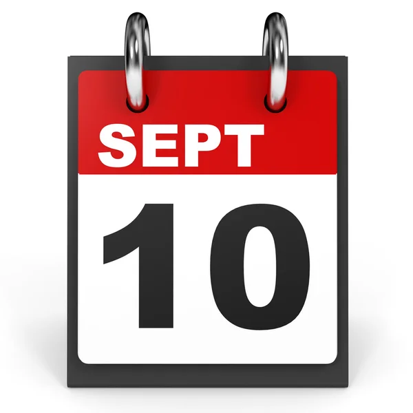 10. September Kalender auf weißem Hintergrund. — Stockfoto