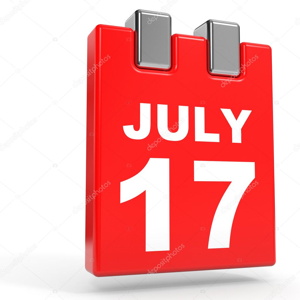 July 17. Calendar on white background.