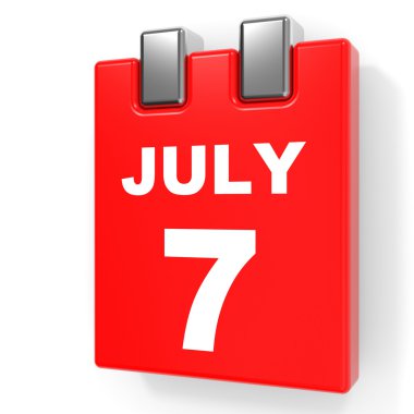 7 Temmuz. Beyaz arka plan üzerinde takvim.