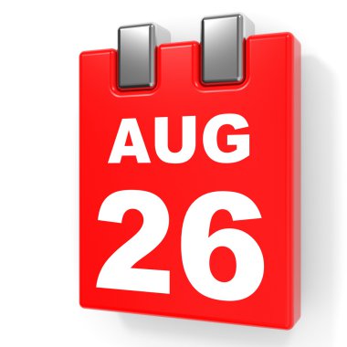 26 Ağustos. Beyaz arka plan üzerinde takvim.