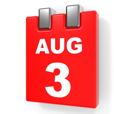 3 Ağustos. Beyaz arka plan üzerinde takvim.