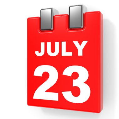 23 Temmuz. Beyaz arka plan üzerinde takvim.