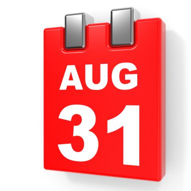 31 Ağustos. Beyaz arka plan üzerinde takvim.