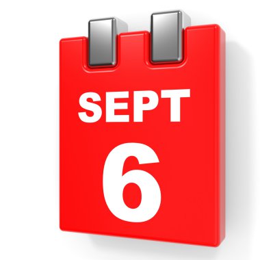 6 Eylül. Beyaz arka plan üzerinde takvim.