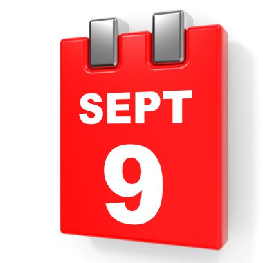 9 Eylül. Beyaz arka plan üzerinde takvim.