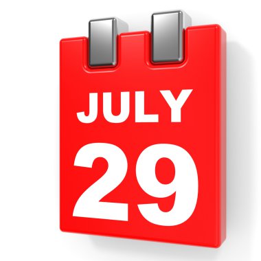 29 Temmuz. Beyaz arka plan üzerinde takvim.
