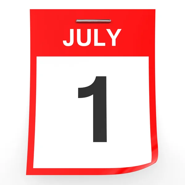 Den 1 juli. Kalender på vit bakgrund. — Stockfoto