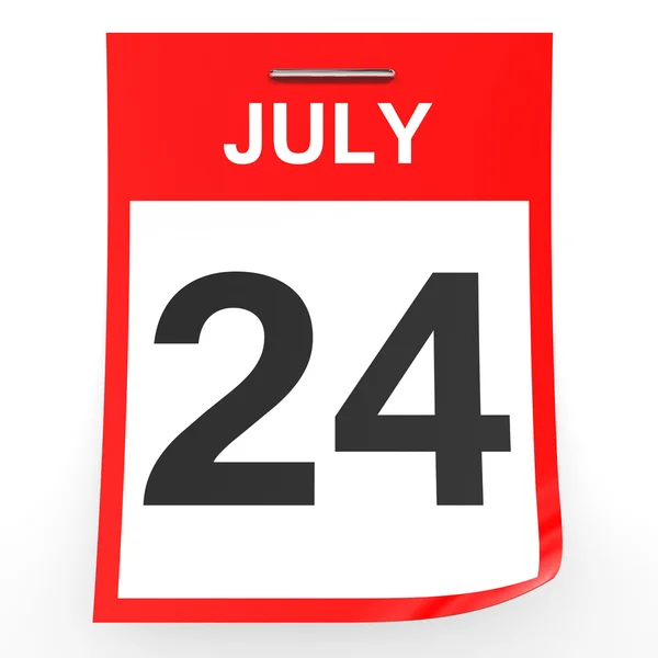 24. července. Kalendář na bílém pozadí. — Stock fotografie