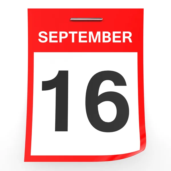 16 septembrie. Calendar pe fundal alb . — Fotografie, imagine de stoc