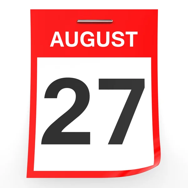 27 серпня. Календар на білому тлі . — стокове фото