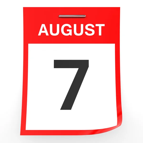 7 de Agosto. Calendário sobre fundo branco . — Fotografia de Stock