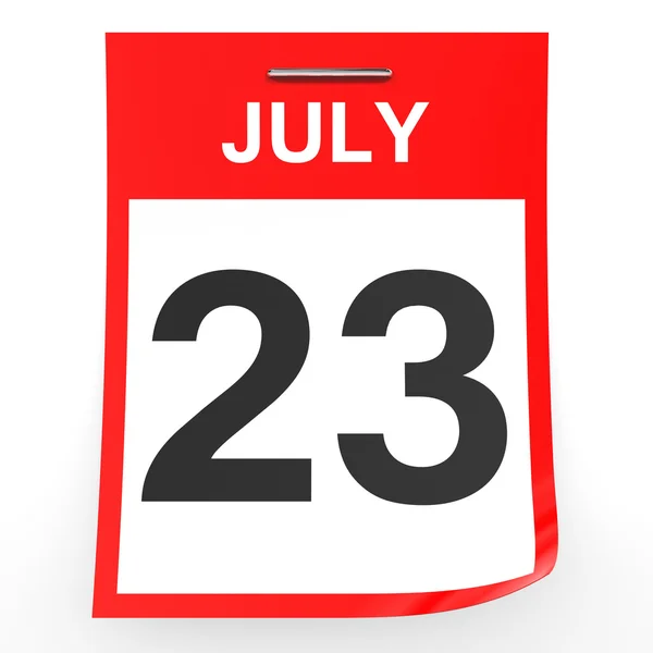 23 de Julho. Calendário sobre fundo branco . — Fotografia de Stock