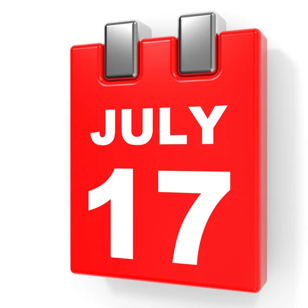 17. Juli Kalender auf weißem Hintergrund. — Stockfoto