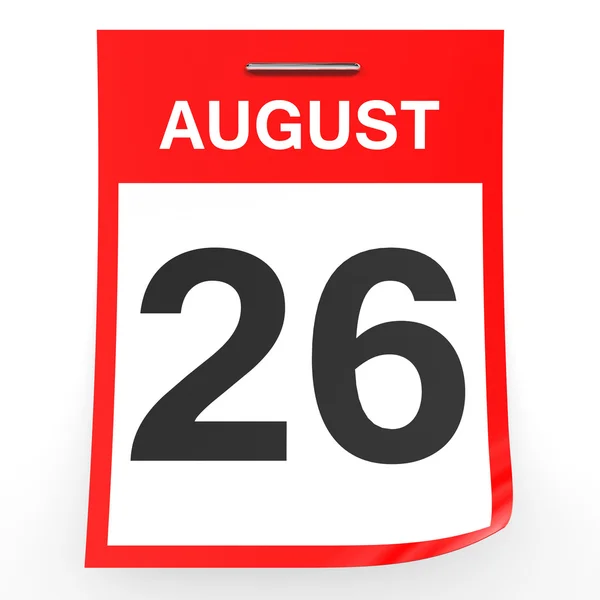 26 de agosto. Calendario sobre fondo blanco . — Foto de Stock