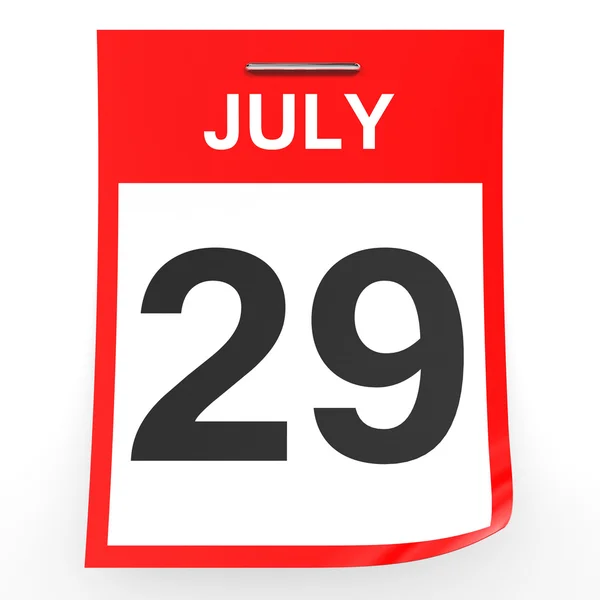 29 juli. Kalender på vit bakgrund. — Stockfoto