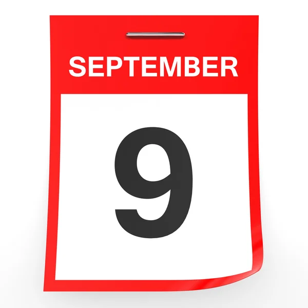 9 settembre. Calendario su sfondo bianco . — Foto Stock