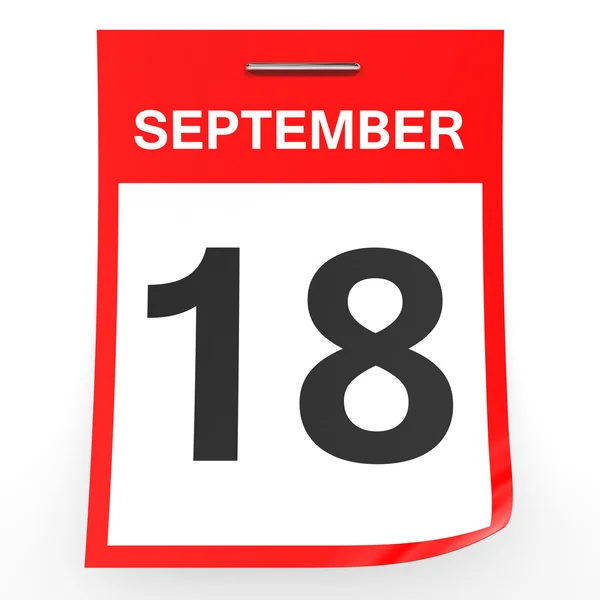 18 сентября. календарь на белом фоне . — стоковое фото