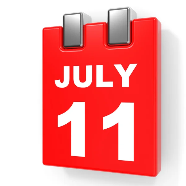 11 luglio. Calendario su sfondo bianco . — Foto Stock