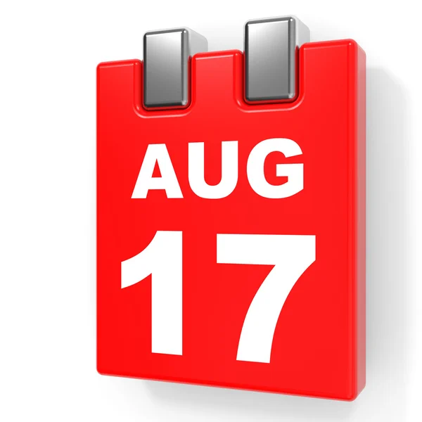 17 sierpnia. Kalendarz na białym tle. — Zdjęcie stockowe