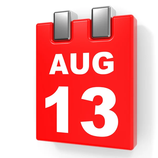 13 agosto. Calendario su sfondo bianco . — Foto Stock