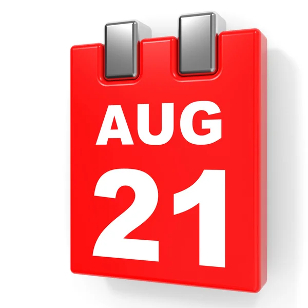 21 agosto. Calendario su sfondo bianco . — Foto Stock