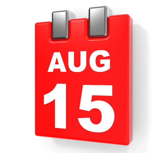 15 sierpnia. Kalendarz na białym tle. — Zdjęcie stockowe