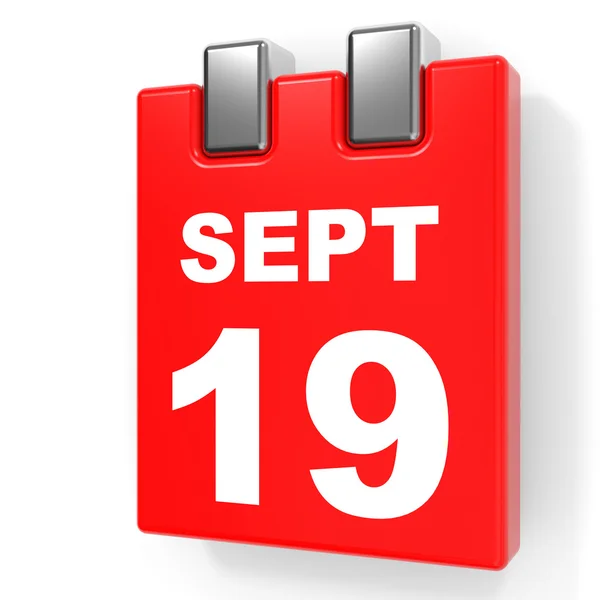 19. September Kalender auf weißem Hintergrund. — Stockfoto