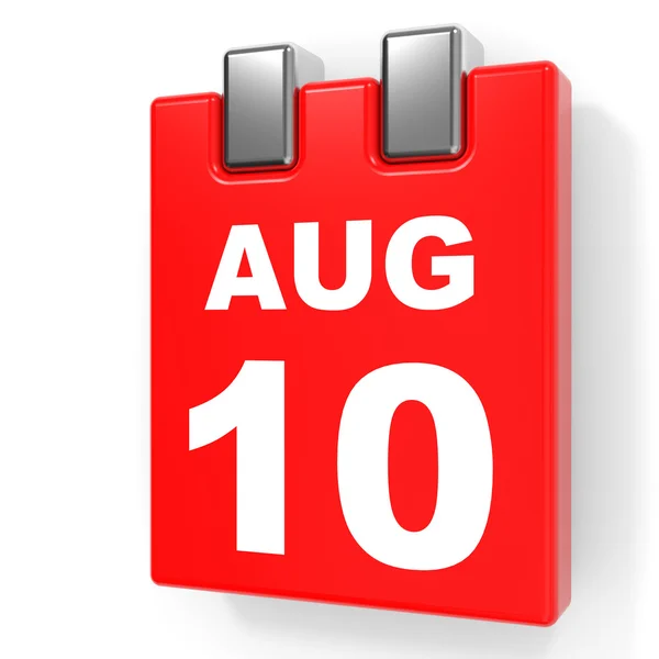 10. August Kalender auf weißem Hintergrund. — Stockfoto