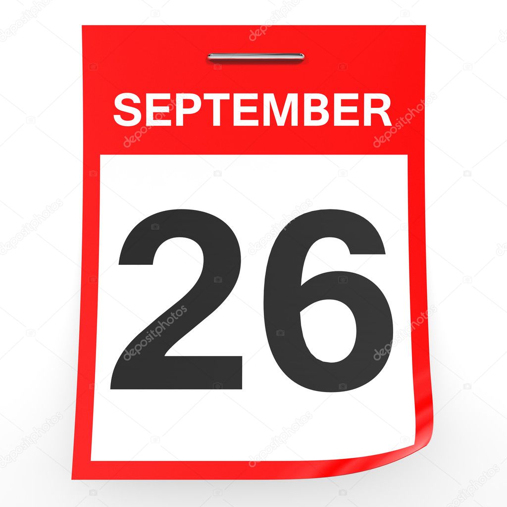 September 26. Calendar on white background.