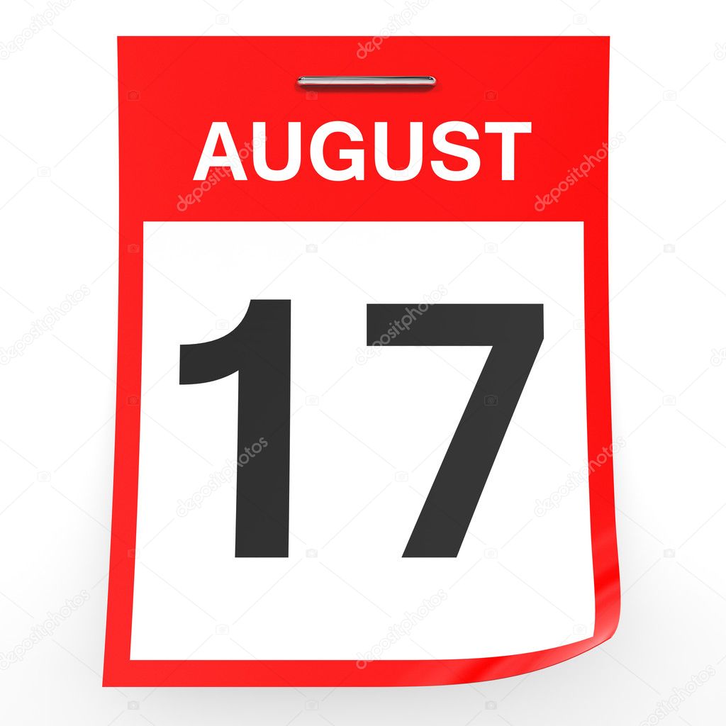 August 17. Calendar on white background.