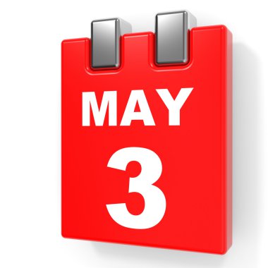 3 Mayıs. Beyaz arka plan üzerinde takvim.