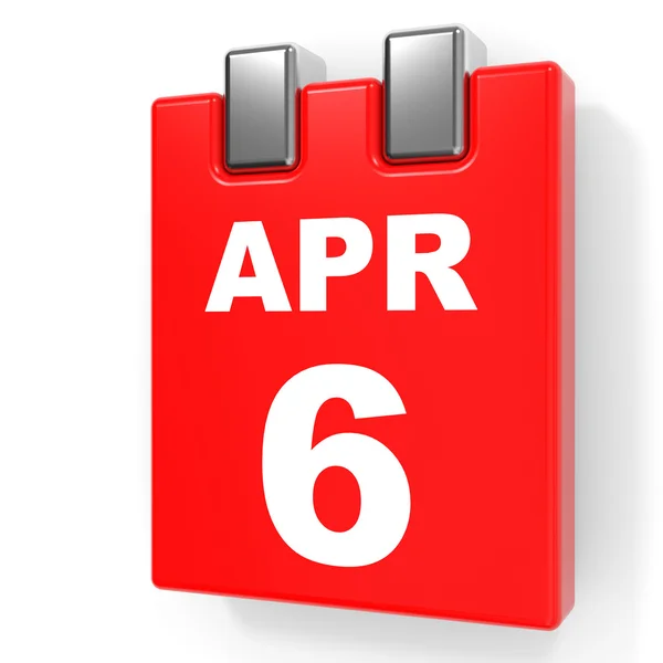 6 aprile. Calendario su sfondo bianco . — Foto Stock