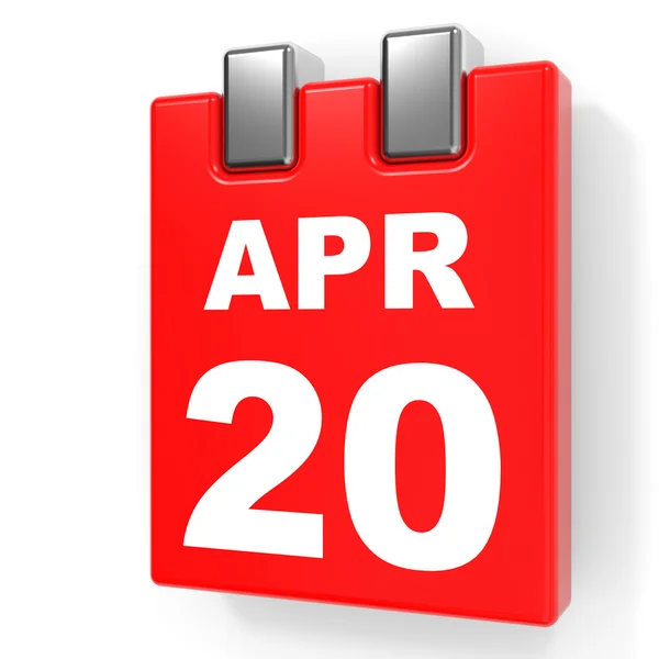 20 aprile. Calendario su sfondo bianco . — Foto Stock