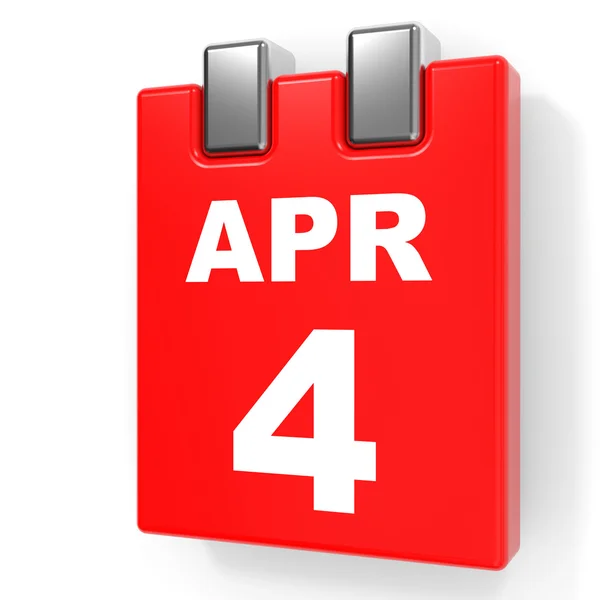 4 aprile. Calendario su sfondo bianco . — Foto Stock