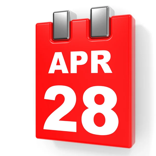 28 aprile. Calendario su sfondo bianco . — Foto Stock