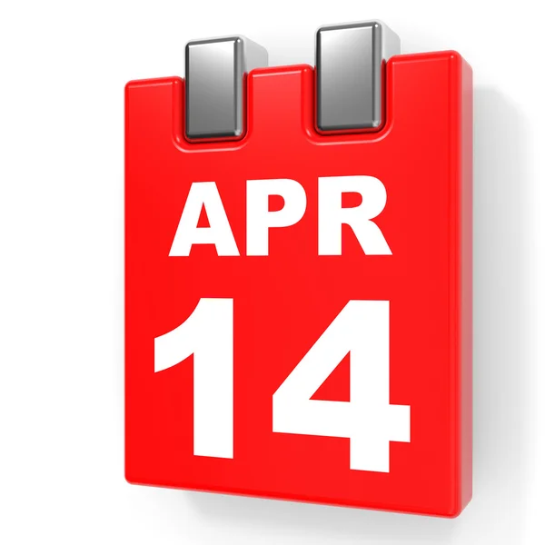 14 aprile. Calendario su sfondo bianco . — Foto Stock