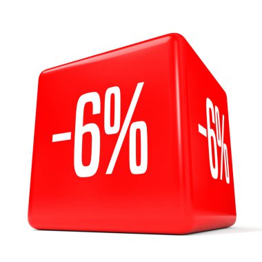 Altı yüzde. % 6 indirim. Kırmızı küp.