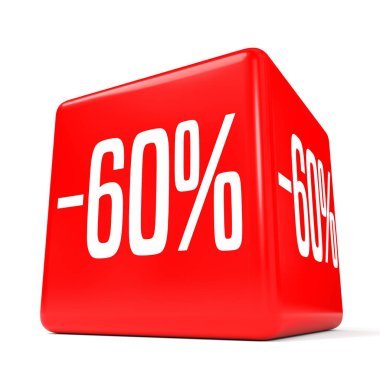 Altmış yüzde. % 60 indirim. Kırmızı küp.