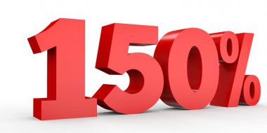 Yüz elli yüzde. % 150. 3D çizim.