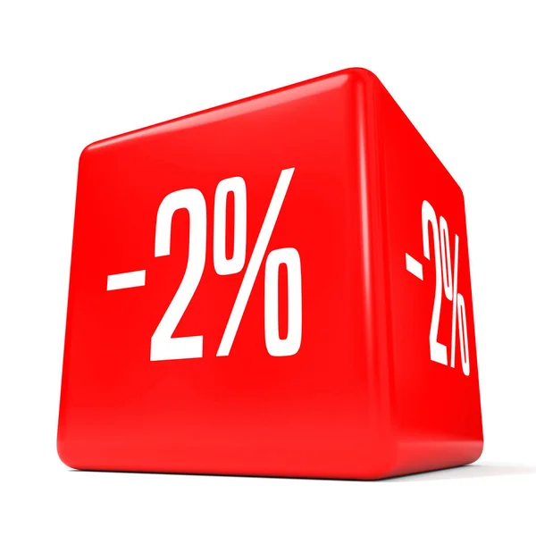 Due per cento di sconto. Sconto 2%. Cubo rosso . — Foto Stock