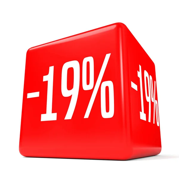 19 Prozent Rabatt. Ermäßigung 19%. roter Würfel. — Stockfoto