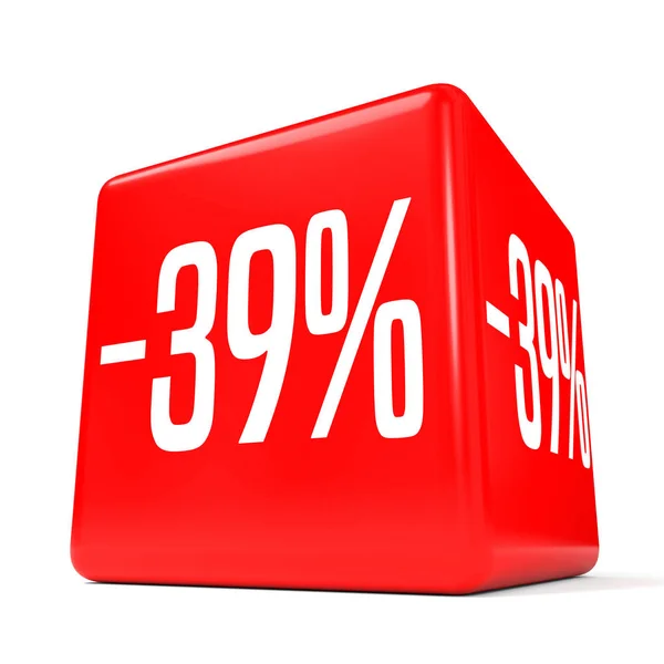 Trentanove percento di sconto. Sconto 39%. Cubo rosso . — Foto Stock
