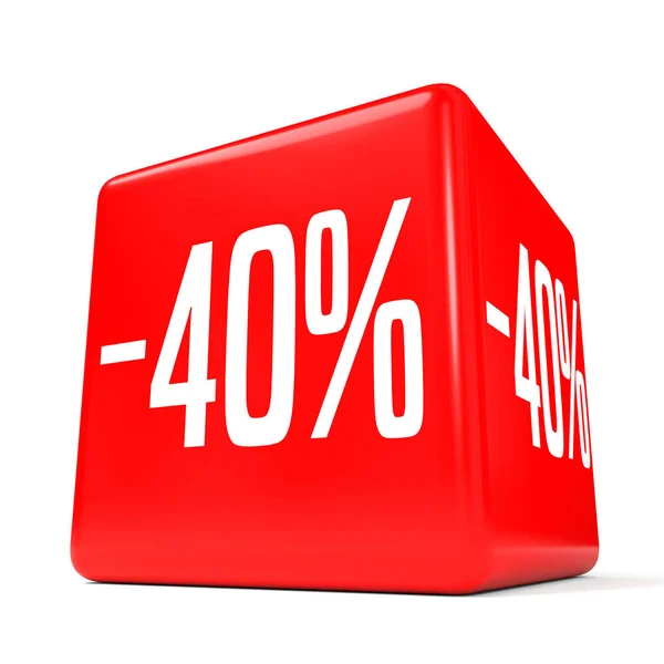 40% de desconto. Desconto de 40%. Cubo vermelho . — Fotografia de Stock