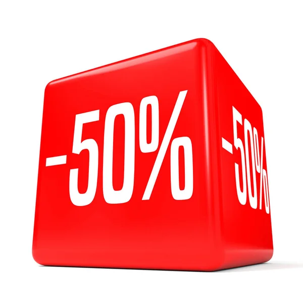 Fifty percent off. Discount 50 %. Red cube. — Stock Photo, Image