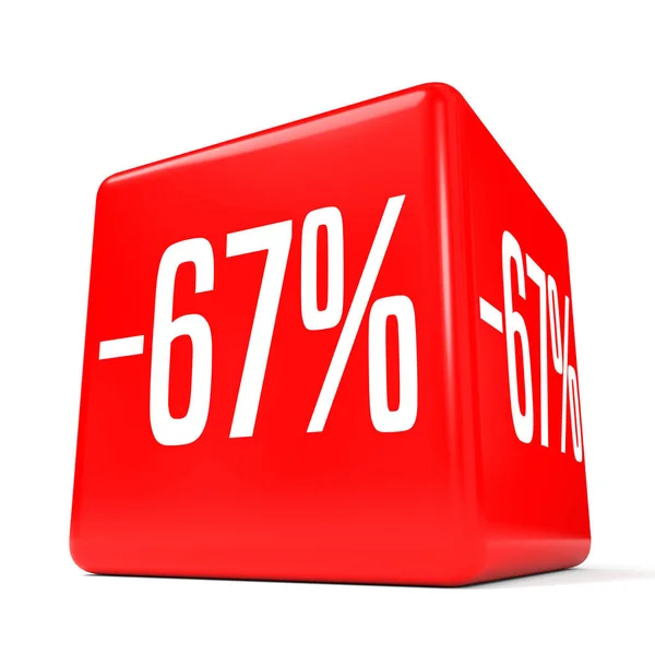 Il sessantasette percento in meno. Sconto 67%. Cubo rosso . — Foto Stock