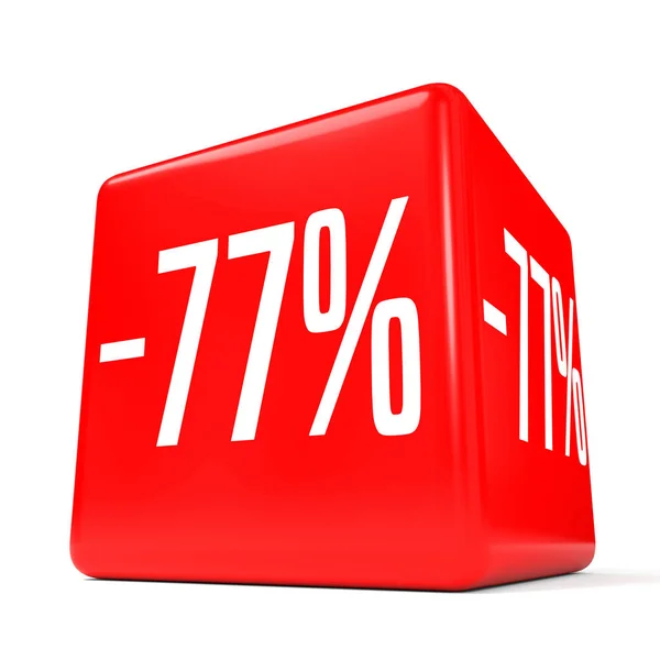 Seventy seven percent off. Discount 77 %. Red cube. — Stock Photo, Image
