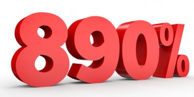 Sekiz yüz doksan yüzde. %890. 3D çizim.