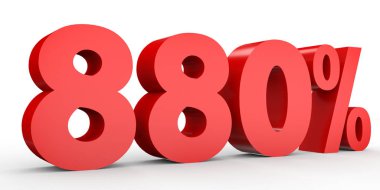 Sekiz yüz seksen yüzde. %880. 3D çizim.