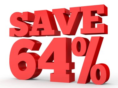 Sixty four percent off. Discount 64 %.
